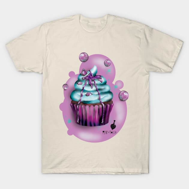 blueberry cupcake Pink&Toxic T-Shirt by basiaradkowska